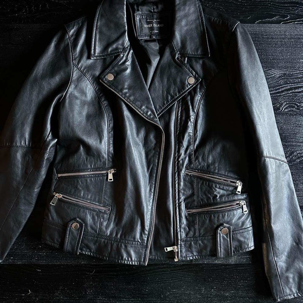 River Island Black Vegan Leather Jacket